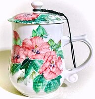 (黃禎作 牡丹雙魚) 鶯歌陶瓷杯(字7天)